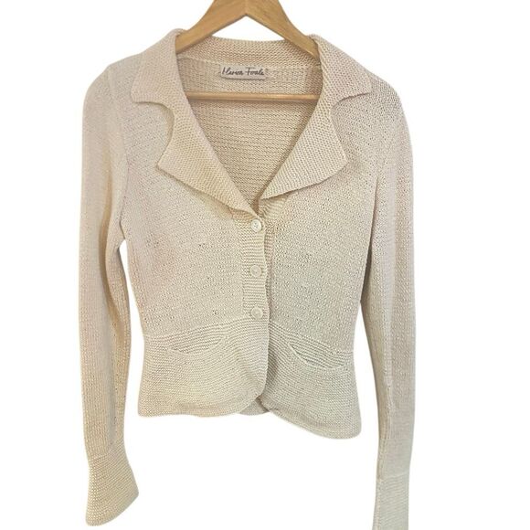 Marion Foale Cream Wool Cardigan Sweater made in England 100% wool - Picture 1 of 8